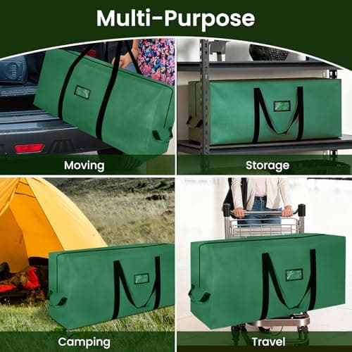 Christmas Tree Storage Bag 9 Ft, Tree Bags for Storage 9 Foot Christmas Tree Bag Storage Box - Strong, Extra Large, Waterproof, Reinforced Handles, Dual Zippers, Wide Opening Green Xmas Tree bag - Thumbnail 6