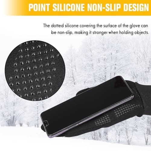 GXCROR Running Gloves Touchscreen Anti-Slip Gloves Lightweight Fleece Sports Gloves Warm Windproof Winter Glove Liner for Men and Women Outdoor - Thumbnail 4