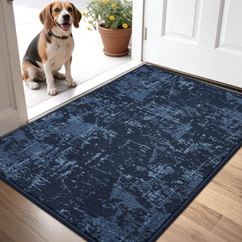 BEQHAUSE Dirt Trapper Door Mat 32" x 48", Non-Slip Doormats Washable Entryway Rugs, Stain Resistant Dog Door Mats Absorbent Welcome Floor Mat for Front Back Door, Mud Wet Shoes & Paws, Blue