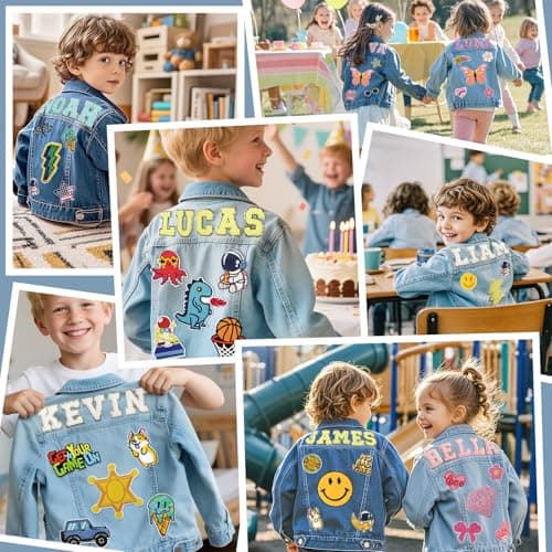 Individz Personalized Denim Jacket for Kids with Name, Custom Toddler Jean Jacket, 1-8 Year Old Boys Birthday Easter Gifts - Thumbnail 5