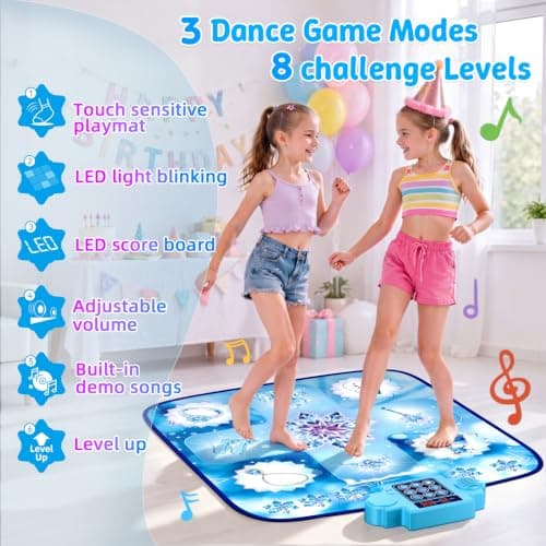 LZFYMXOK Dance Mat for Girls–Electronic Dance Game Toy Pad with 8 Challenge Levels, 3 Modes & LED Score Display, Frozen Toys for Girls Rhythm Step Play Mat, 2026 Birthday Gifts for Ages 3-12 - Thumbnail 3