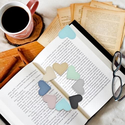 Yuwiiuuo 30 Pcs Leather Heart Bookmarks for Women, Cute Book Marks for Reading, Ideal Gift for Home, Office, School Reading Supplies(15 Colors) - Thumbnail 4