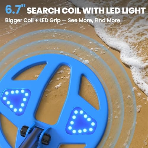 DR.ÖTEK Metal Detector for Kids - Innovative 2.4” Color LCD Display, 6.7” LED-Lit Coil, Adjustable & Lightweight Kids Metal Detector with Safe Rubber Grip, STEM Gifts for Boys & Girls Ages 3-12, Blue - Thumbnail 3
