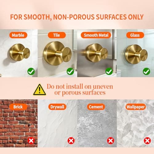 4 Pack 2026 Brushed Gold Suction Cup Hooks for Shower - No Drill Decorative Hooks Hold Towels & Wreaths on Glass Door & Bathroom Mirror - Heavy Duty Waterproof - Thumbnail 2