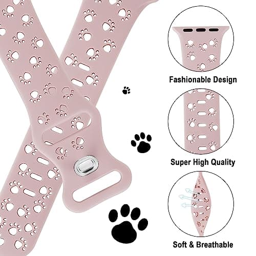 MITERV Silicone Band Compatible with Apple Watch Band 38mm 40mm 41mm 42mm 44mm 45mm 49mm, Hollow-Out Design Wristbands Soft Sport Breathable Watch Bands for iWatch Ultra SE Series Series 8 7 6 5 4 3 2 - Thumbnail 2