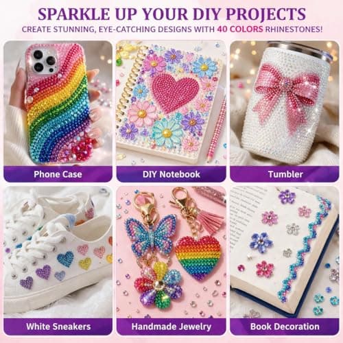 Badazzle Kit 40 Colors 35000PCS Bedazzled Kits Resin Jelly Flatback Rhinestones, Book Bedazzling Kit Bazzling Kits Small Gems with Tools Bedazzle Gems for Bedazzling Crafts & DIY Projects for Adults - Thumbnail 4