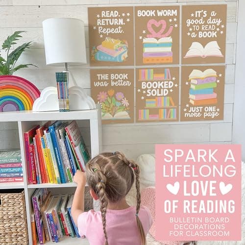 Hadley Designs Reading Posters for Classroom Elementary and Library Decor - 6 Reading Corner Decor for Classroom Decorations, Reading Strategies Library Posters, Kraft Bulletin Board Decorations - Thumbnail 5