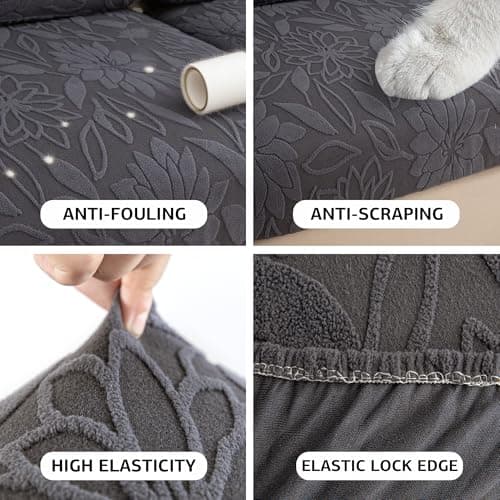 UWWGKK Stretch Couch Cover for Sectional Sofa - Multiple Patterns & Colors,Sofa Cover Design for L-Shaped Couches (1 Pcs for Large) - Thumbnail 2