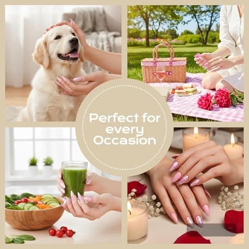 Acrylic Press On Nails Almond - Iridescent Pink Glow False Nails Elegant Durable Salon Quality for Work or Date, 24 Nails in 12 Sizes with Glue, Tabs, File, Prep Pad, Stick - Thumbnail 3