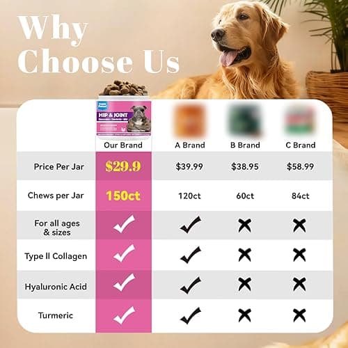 Glucosamine for Dogs Hip and Joint Support - Dog Joint Supplement with Chondroitin, MSM, Turmeric & Omega 3 - Relief for Joint Pain & Inflammation - Mobility & Flexibility - 150 Soft Chews, Chicken - Thumbnail 6
