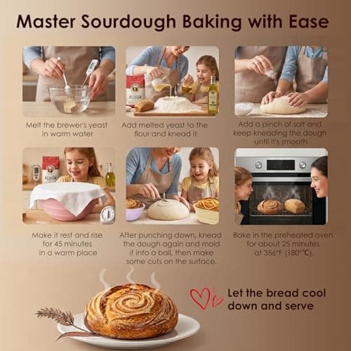 Yiopaun Silicone Banneton Bread Proofing Baskets, Sourdough Starter Kit Baking Supplies - 5'' and 9" Round, 10" Oval Foldable Non-Stick Dough Proofing Bowl Containers Sets Gifts - Thumbnail 4