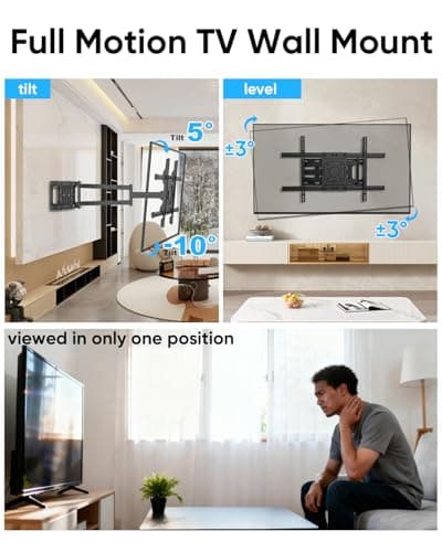 Long Arm TV Wall Mount with 25.6 inch Extension, Corner TV Mount Full Motion Heavy Duty for 32-75''Screens,Max VESA 600x400mm, Shift The Arm Span to Left, Load 88 lbs - Thumbnail 6