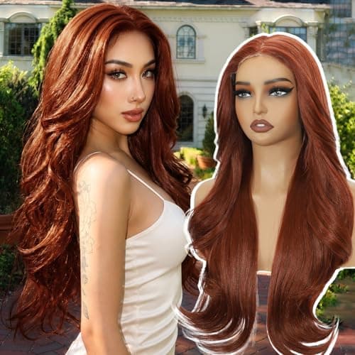 Sotpmal Auburn Synthetic Lace Front Wig,4x6 HD Lace Layered Ginger Glueless Wigs for Women Daily Use Easy to Wear & Style 26IN - Image 1
