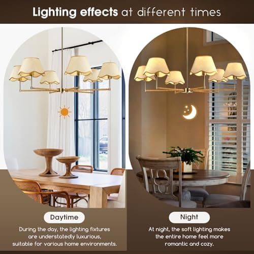 Tadpole Jump 6-Light Farmhouse Chandelier 35.4" Boho Rattan Chandelier with Height Adjustable Dining Room Chandelier for Kitchen Island, Living Room - Thumbnail 3