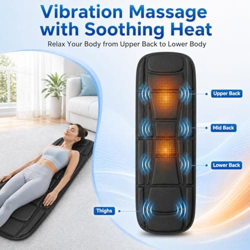 comrelax Full Body Massage Mat with Heat, Vibration Massage Mattress Pad with Lumbar Support Cushion, Foldable Massage Mat for Bed, Sofa & Floor, Relaxation & Comfort - Thumbnail 3