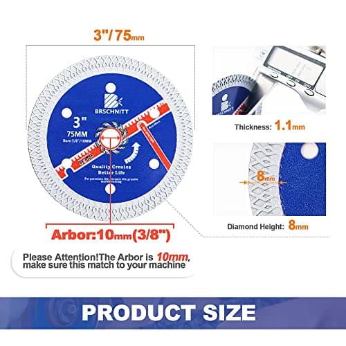 3inch Diamond Saw Blades for Cutting Wood Metal Stone - Tile Cutting Disc 75mm Arbor10mm for Granite Marble Stone Hard Concrete Reinforced Concrete 4pcs - Thumbnail 4