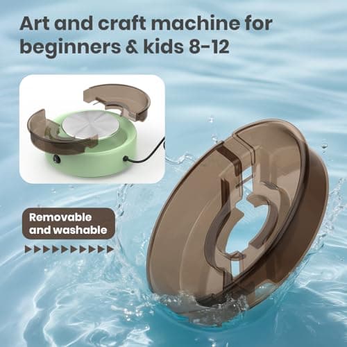 Skirfy Mini Pottery Wheel for Beginners Adults with Foot Pedal9.5"Ceramic Machine for Kids Art Craft Glow in Dark Kits 2.2LB Air-Dry Clay,Carving Tools Adjustable Speed,DIY Projects Birthday Gift - Thumbnail 5