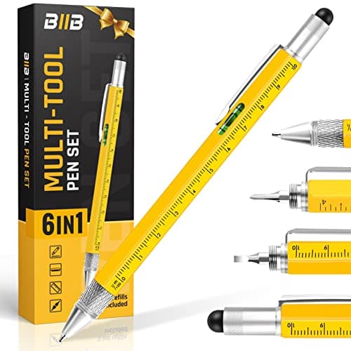 BIIB 6 in 1 Multitool Pen Valentines Day Gifts for Him, Mens Valentines Day Gifts, Mens Gifts for Dad Boyfriend Husband, Birthday Gifts for Men, Gifts for Men Who Have Everything, Cool Tools Gadgets