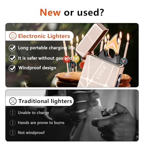 GADATOP Vintage Lighter Rechargeable Arc Flame Cool Design Electric Lighters with LED Battery Indicator and Packaging Box for Camping Hiking Travel Essentials (Charcoal) - Thumbnail 6