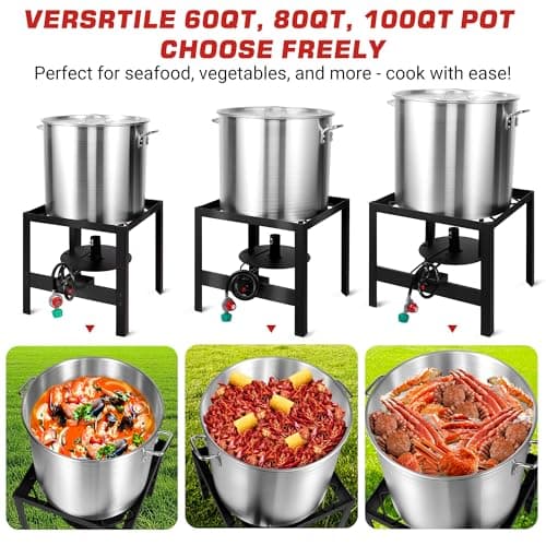 RYHOFOUD Seafood Boil Kit for Crawfish Boil Party, Featuring a Propane Burner, Propane Regulator, and a 100QT Pot with Basket, Built for Heavy-Duty Outdoor Use - Thumbnail 5