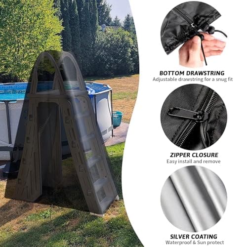 Fizentia Cover for Pool Ladder Above Ground,Outdoor Covers for Above Ground Pool' Ladder,Waterproof Pool-Ladders-Cover for Swimming Pool Ladders or Stairs,78''L x 22''W x 56''H,Black,(Only-Cover) - Thumbnail 5
