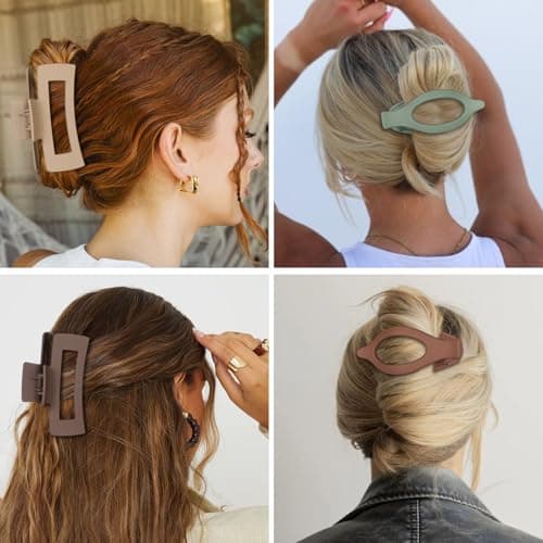 CHANDAT Hair Clips for Women 4.3 Inch Large Hair Claw Clips 8 pcs Square Claw Clips & Flat Hair Clips for Thick or Thin Hair French Concord Hair Barrettes Alligator Hair Accessories for Women (Basic) - Thumbnail 4