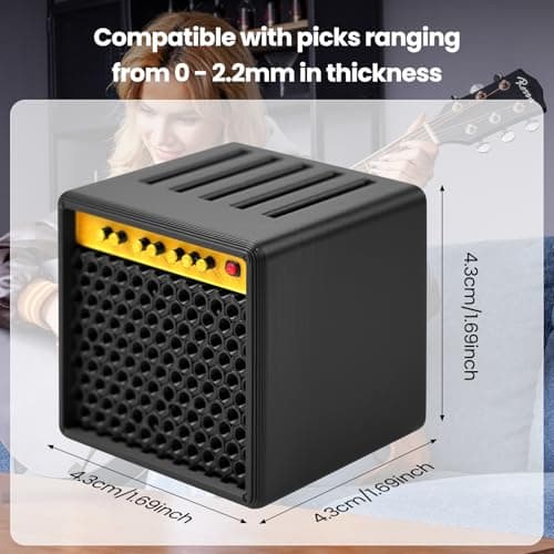 Bangzi Guitar Pick Storage Box,Guitar Picks Holder Box for Musicians and Collectors,Guitar Pick Display Holder,Mini Speaker Amp Design with 5 Premium Celluloid Picks,Gift for Guitar Players - Thumbnail 3