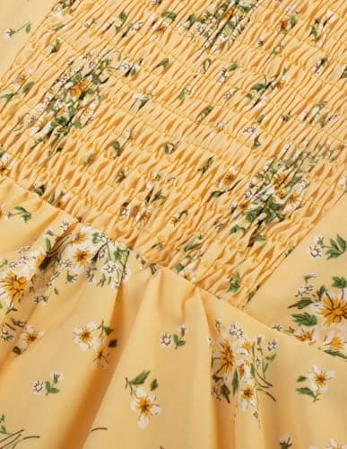 Belle Poque Yellow Floral Baby Shower Dresses for Women 2025 Midi Bridal Shower Prom Tea Cocktail Party Dress X-Large - Thumbnail 4