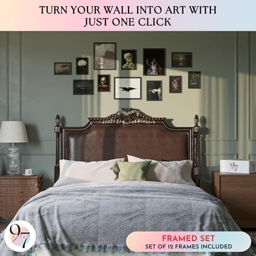 97 Decor Dark Academia Decor For Bedroom - Gothic Home Decor Aesthetic, Moody Dark Academia Wall Art, Vintage Halloween Posters For Room Aesthetic, Spooky Gothic Pictures Goth Decorations (UNFRAMED) - Thumbnail 3