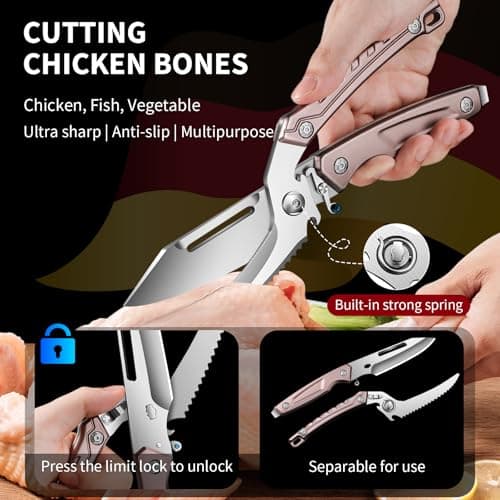 Tingling Heavy Duty Poultry Shears: Kitchen Scissors for Chicken & Food & Turkey - Thumbnail 3
