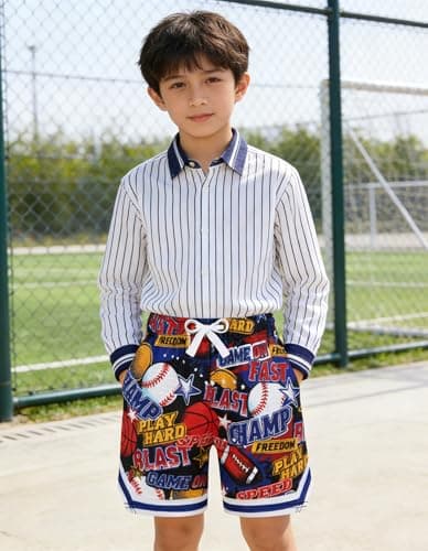 Cozople Boys Athletic Shorts Kids Basketball Baseball Graffiti Active Shorts with Pockets for Sport Exercise Activities - Thumbnail 6