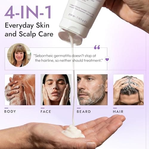 DERMAdoctor Seborrheic Dermatitis Shampoo – 2% Pyrithione Zinc Face Wash, Dermatologist Formulated Anti Dandruff Shampoo for Women, Itchy Scalp Treatment for Hair, Beard, Face & Body – 7.10 oz - Thumbnail 2