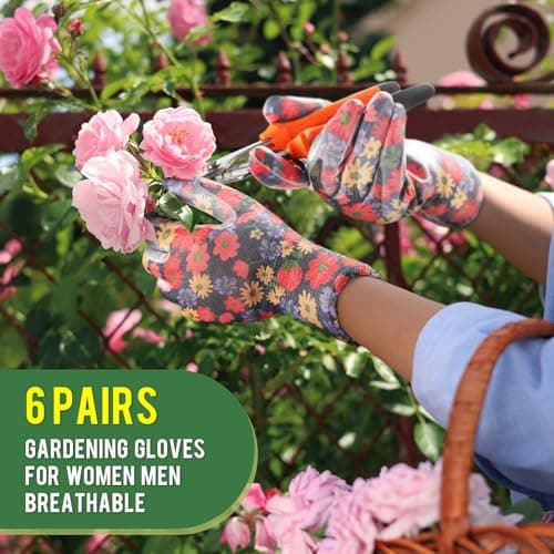 Nimalpal 6 Pairs Gardening Gloves - 6 Pairs Gardening Gloves for Women Garden Gloves with Super Grip Breathable Rubber Coated Garden Gloves(3 colors) - Thumbnail 4
