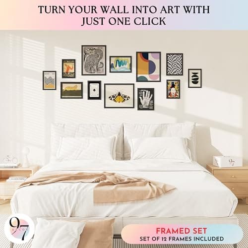 97 Decor Vintage Eclectic Wall Art Collage - Abstract Modern Art Prints For Wall Decor, Cool Funky Pictures Maximalist Paintings Retro Bauhaus Posters Set For Dorm Bedroom Home Decorations (Unframed) - Thumbnail 3