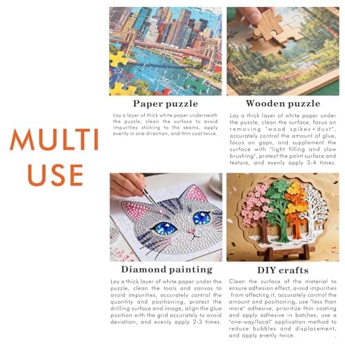 Puzzle Glue with Built-in Sponge Applicator – Clear Jigsaw Puzzle Glue for Preserving, Sealing & Framing Finished Puzzles, Dries Clear, Strong Hold, No Streaks – 120ml - Thumbnail 4