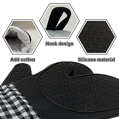 LSLCQW 4pcs Set Oven Gloves and Pot Holder Set, Heat-Resistant 500 Degree, with Oven Gloves and Insulation Clips, Non-Slip Food-Grade Long, for Kitchen Baking - Thumbnail 3