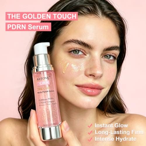AVJONE PDRN Serum with 24K Gold & 5-Peptide Complex – Regenerating Facial Essence with Polynucleotide, Salmon PDRN, Gold Particles & Peptides – For Fine Lines, Dullness & Firmness 1.7oz - Thumbnail 2