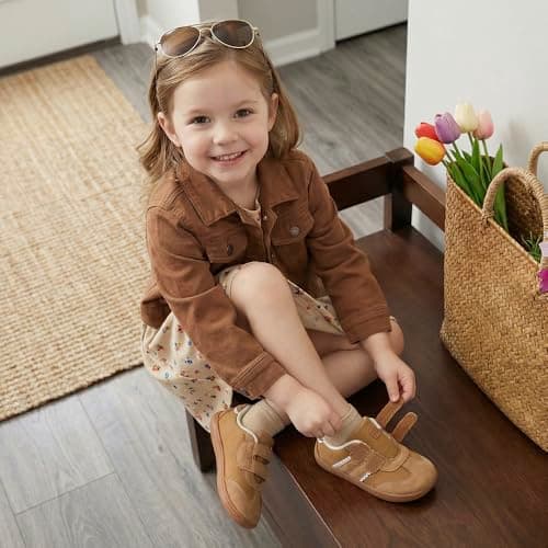 STEP QUEEN Toddler Girl Shoe Baby First Walking Tennis Sneakers Non Slip Zero Drop Shoes Outdoor Activities School Brown Toddler 6 - Thumbnail 3