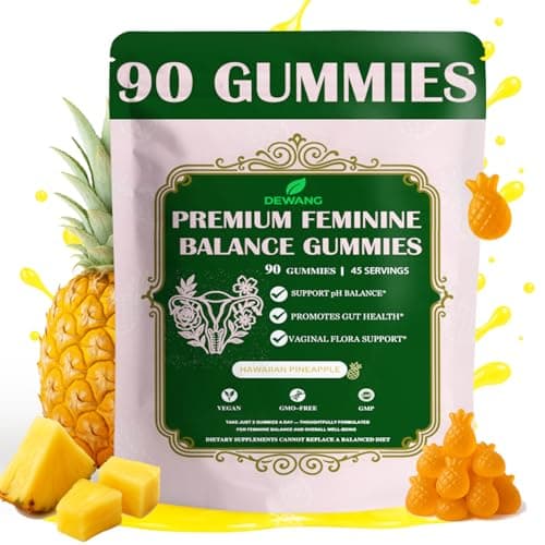 DEWANG Premium Feminine Balance Gummies for Women’s - Immune Support& PH Balance - Vegan, Gluten-Free - Grapes Flavor, 90 Count 45 Servings (Pineapple) - Image 1