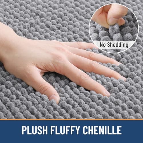 Arotive Bathroom Rugs 30" x 20", Ultra Soft Absorbent Chenille Bath Rugs, Non-Slip Rubber Backing, Machine Washable Bath Mats for Bathroom Floor, Tub and Shower, Home Decor Accessories, Grey - Thumbnail 5