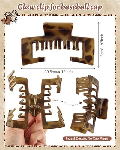 Hat-Friendly Claw Clips for Baseball Caps - 4 Pcs Trucker Hat Hair Clips for Women, Claw Clips for Thick Hair Hat Hairstyles, Gifts Hair Accessories - Thumbnail 2