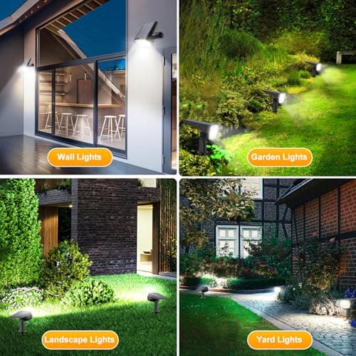 Fabrito 72 LEDs Solar Spot Lights Outdoor Waterproof, 3 Modes Landscape Spotlights, Dusk to Dawn Solar Powered Flood Wall Lights for Outside, Solar Garden Lights for Yard Porch 6 Pack (Cool White) - Thumbnail 5