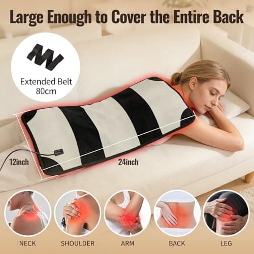 KOITHE 24’’ x 12’’ Red Light Therapy Belt for Body, 660nm & 850nm Infrared Wrap with 3 Modes, 5 Intensity Levels, 10–90 Min Timer, Adjustable LED Light for Muscle Relaxation & Wellness - Thumbnail 2