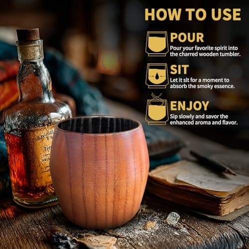 The Original Charred Wooden Bourbon Drinking Glass, Bourbon Gifts for Men - Thumbnail 5
