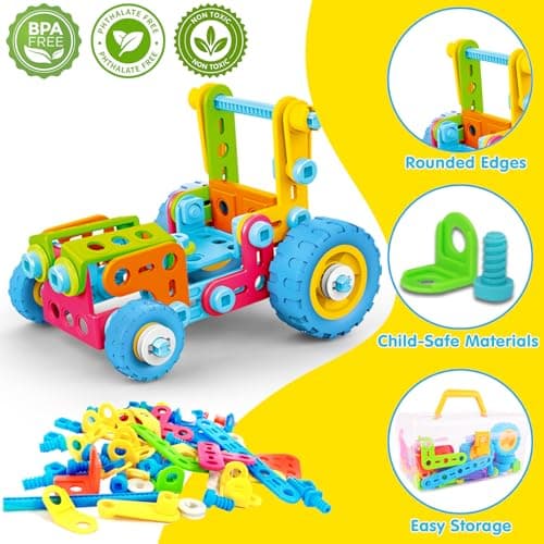 keefun STEM Toys for 4 5 6 7 8+ Year Old Boy Girl Birthday Gift, Building Toys for Kids Ages 4-8 6-8 4-6 Blocks Sets Stem Kits 5-7 4-7 3-5 Educational Learning Construction Engineering Car Truck Games - Thumbnail 4