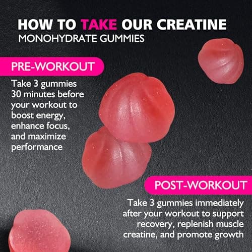 BEAST BITES Nutrition Creatine Monohydrate Gummies for Men & Women - 5g of Creatine Monohydrate per Serving - Sugar Free,Vegan, Strawberry Flavor, 135 Count (45 Servings). - Thumbnail 4