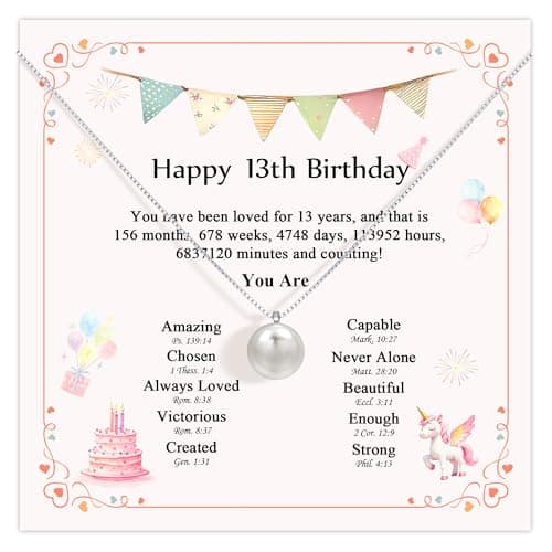 Pearl Necklaces Birthday Gifts for Girls - 925 Sterling Silver Single Freshwater Pendant Jewelry Adjustable Chain Sweet Dainty Trendy with Card Beauty Meaningful Present for Teen Girl (13 Years Old)