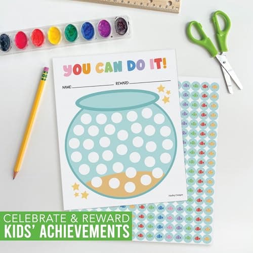 Hadley Designs Sticker Chart for Kids Behavior at Home - Sticker Reward Chart for Kids, Star Charts for Toddler, Star Charts for Good Behavior, Fish Tank Reward Stickers for Classroom Incentives - Thumbnail 6