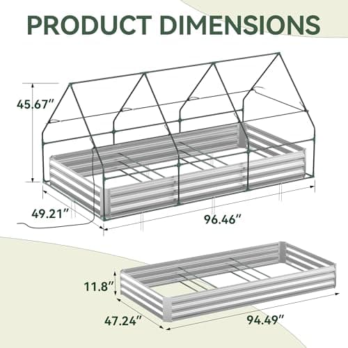 Lineware Raised Garden Bed with Self-Watering System, 8x4x1 ft Elevated Planter Boxes Outdoor with PE Cover, Galvanized Raised Beds for Gardening,Vegetables,Flowers, Backyard, Patio - Thumbnail 4