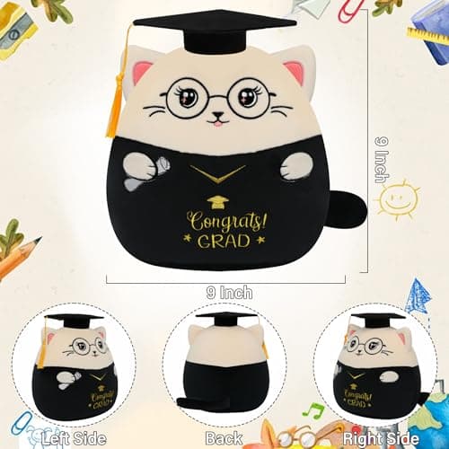 Graduation Plush Cat Stuffed Animal – 2026 Graduation Stuffed Animal Toy with Cap Gown for Kindergarten Preschool Elementary College Graduates Congrats Grad Gift for Girl Boy Men Women Student 9 Inch - Thumbnail 3